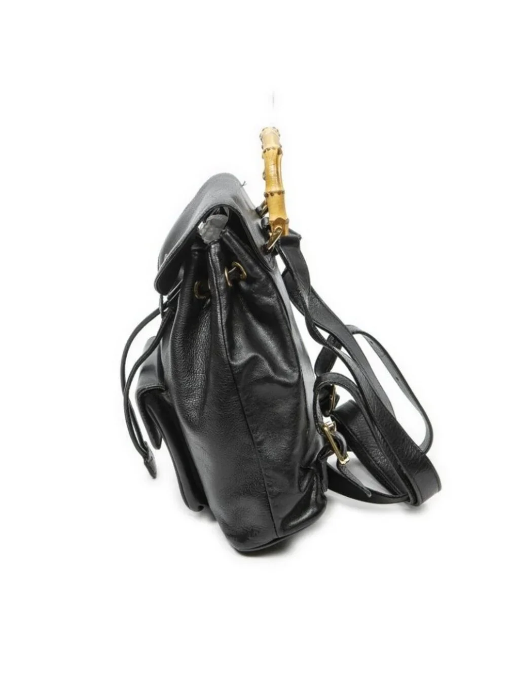 Gucci Mini Bamboo Backpack Black Greinca Lambskin Leather - Picture 3 of 10